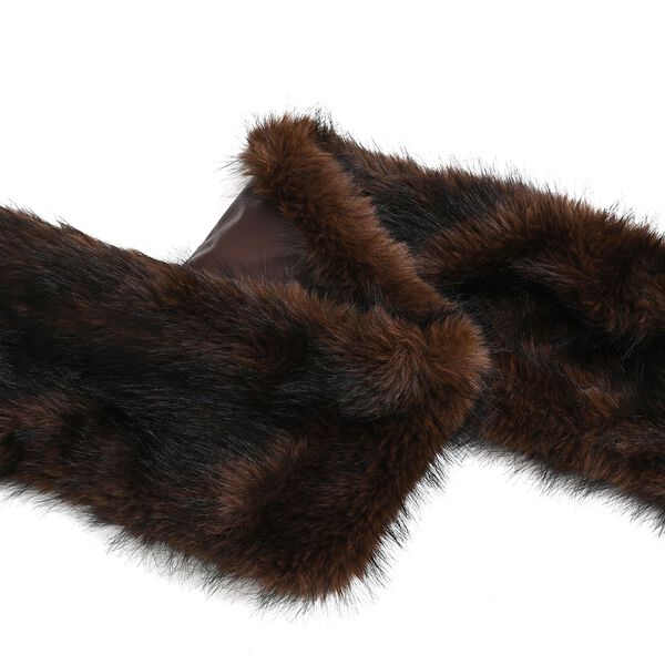 Schal mit Kunstfell in Felloptik, Einheitsgr&ouml;&szlig;e, Dunkelbraun image number 4