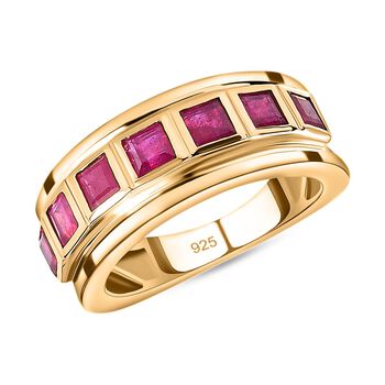 Afrikanischer Rubin (Fissure gef&uuml;llt) Ring, 925 Silber vergoldet, (Gr&ouml;&szlig;e 16.00), ca. 1.97 ct