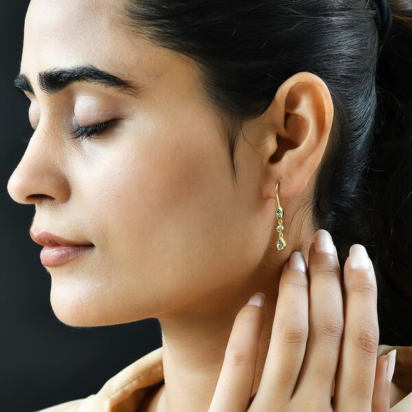 Merelani Mint-Granat Ohrringe, 925 Silber Gelbgold Vermeil ca. 0,94 ct image number 3