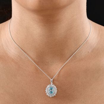 D'Joy blauer und wei&szlig;er Zirkon Ring und Anh&auml;nger mit 50cm Kette