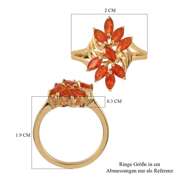 Mexikanischer Kirschfeuer-Opal Ring 925 Silber 585 Vergoldet image number 7