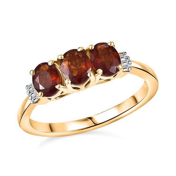 D'Joy AAA Hessonit Granat und weißer Diamant Ring - 1,30 ct. image number 4