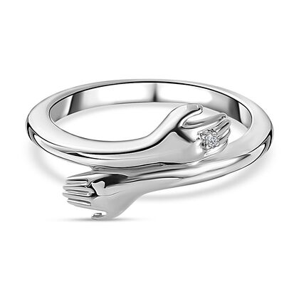 Wei&szlig;er Diamant Ring, 925 Silber platiniert (Gr&ouml;&szlig;e 16.00) ca.