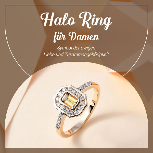 AAA Nat&uuml;rlicher, goldener Tansanit und Moissanit-Ring in 375 Gold - 1,17 ct. image number 2
