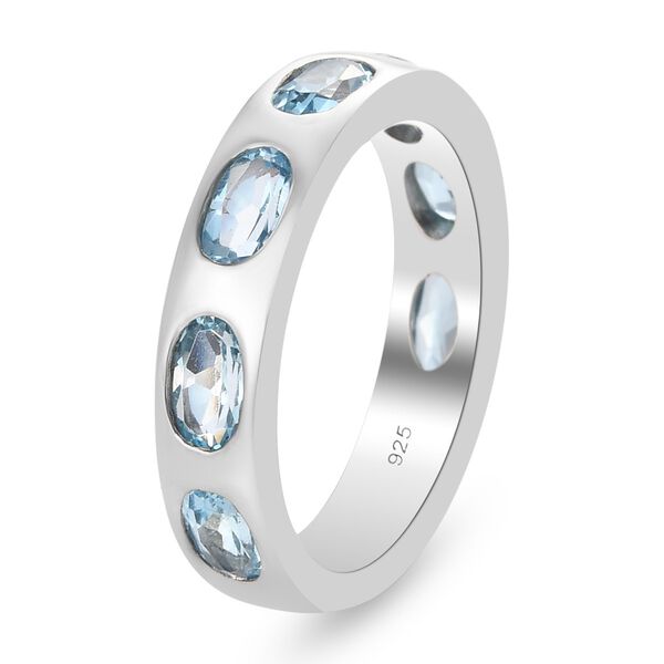 Schweizer Blautopas Band Ring 925 Silber Platin-Überzug image number 6