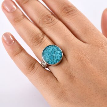 Sleeping Beauty Matrix T&uuml;rkis Ring Messing (Gr&ouml;&szlig;e 21.00) ca. 8,15 ct