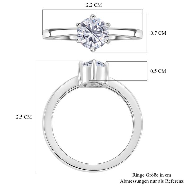Moissanit Ring 925 Silber rhodiniert (Gr&ouml;&szlig;e 19.00) ca. 0,75 ct image number 6