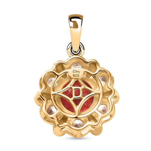 D'joy Lab Grown Padparadscha-Saphir , Wei&szlig;er Zirkon Anh&auml;nger 925 Silber platiniert und vergoldet ca. 4.08 ct image number 5