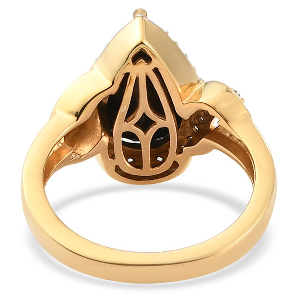 Elite Shungit und Zirkon Ring 925 Silber vergoldet  ca. 2,25 ct image number 6