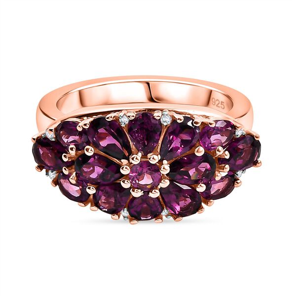 AAA Radiant Ember Granat und Zirkon Ring - 3,94 ct.