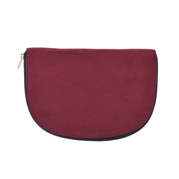 Schmuckmäppchen mit besticktem Blumenmuster, Burgunderrot  image number 3