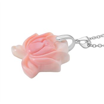 D'Joy Nat&uuml;rlicher Rosa K&ouml;nigsmuschel Perle Schmuckset ca. 50 cm 925 Silber rhodiniert