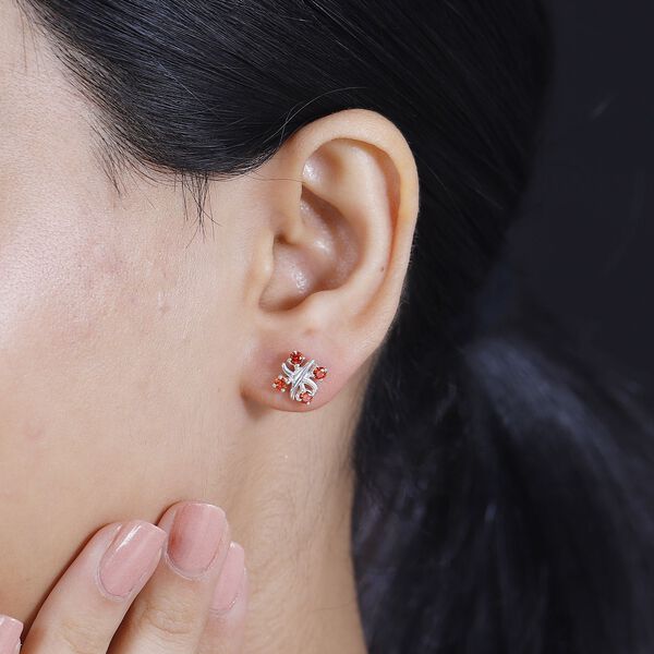 Designer Inspiriert XOXO Orange Zirkonia Ohrringe 925 Silber image number 3