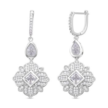 Wei&szlig;e Zirkonia Ohrringe, Messing, ca. 1.80 ct