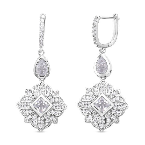 Wei&szlig;e Zirkonia Ohrringe, Messing, ca. 1.80 ct