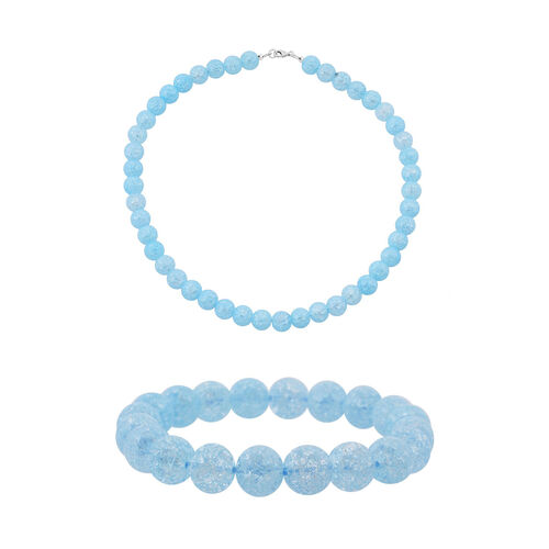 Blaue Eis Quarz Halskette 45cm und Armband 19cm image number 0