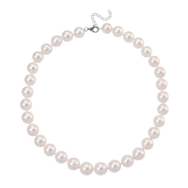 Weiße Edison Perle Halskette (ca. 12-14mm), ca. 45cm + 5cm extender, 925 Silber rhodiniert image number 4