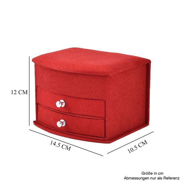 Samt-Schmuckk&auml;stchen mit Spiegel und 2 herausnehmbaren Schubladen, 14.5x12x10.5cm, Rot image number 7