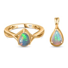 AA natürliches, äthiopisches Welo Opal-Schmuckset - 1,60 ct.
