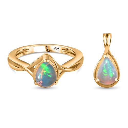 AA natürliches, äthiopisches Welo Opal-Schmuckset - 1,60 ct. image number 0