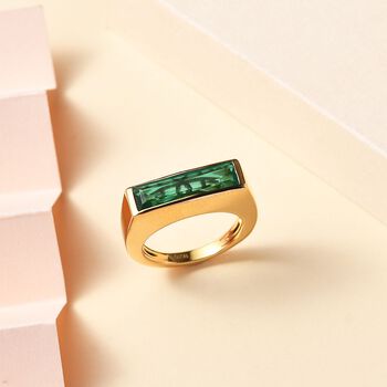 Smaragd Triplett Quarz Ring - 3,20 ct.