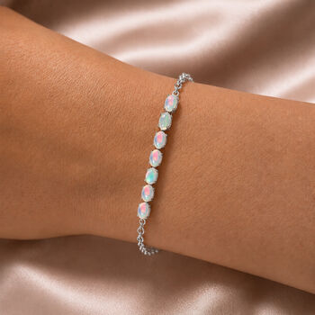 D'Joy AA nat&uuml;rliches, &auml;thiopisches Welo Opal 20cm Armband, 925 Silber platiniert - 1,53 ct.
