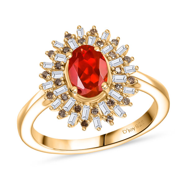 D'Joy AAAA Feueropal, Champagner und weißer Diamant Ring - 0,85 ct. image number 4