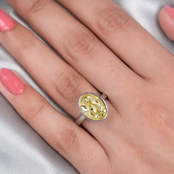 LUSTRO STELLA &Ouml;sterreichischer Jonquil Kristall Solit&auml;r Ring Edelstahl image number 3