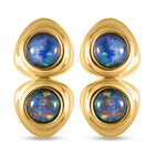 Boulder Opal Triplette Ohrringe, 925 Silber vergoldet ca. 0.95 ct