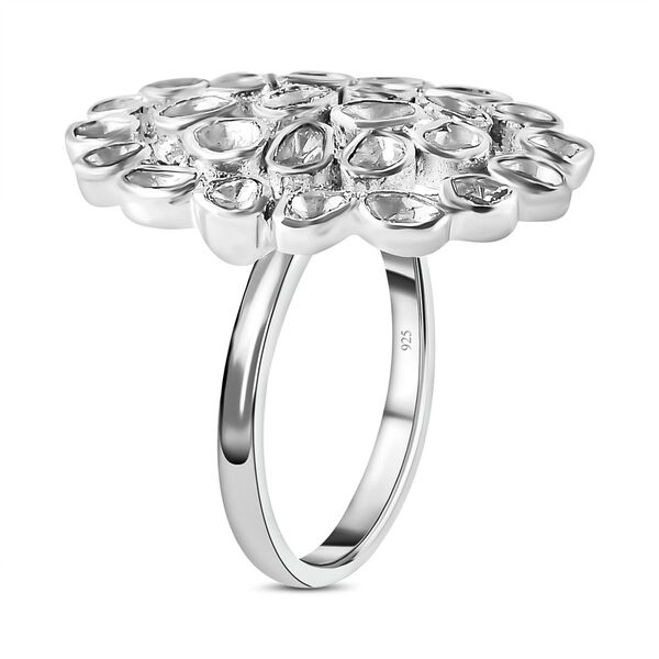 Handgearbeiteter Polki-Diamant-Ring, 925 Silber platiniert  ca. 1,00 ct image number 5