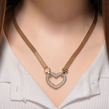 Wei&szlig;e Zirkonia 50+5cm Halskette in Goldton