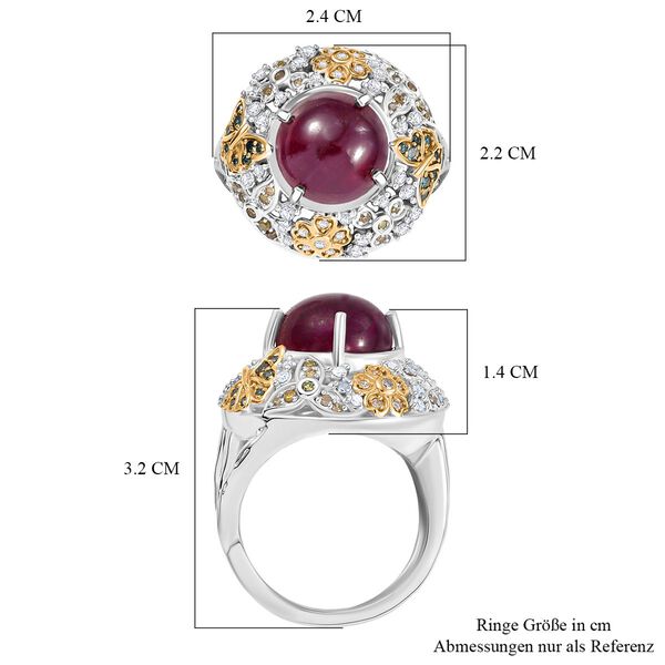 GP Italian Garden Kollektion - AA Afrikanischer Rubin, Multi-Diamant und Kanchanaburi blauer Saphir zweifarbiger Ring - 8,49 ct. image number 8