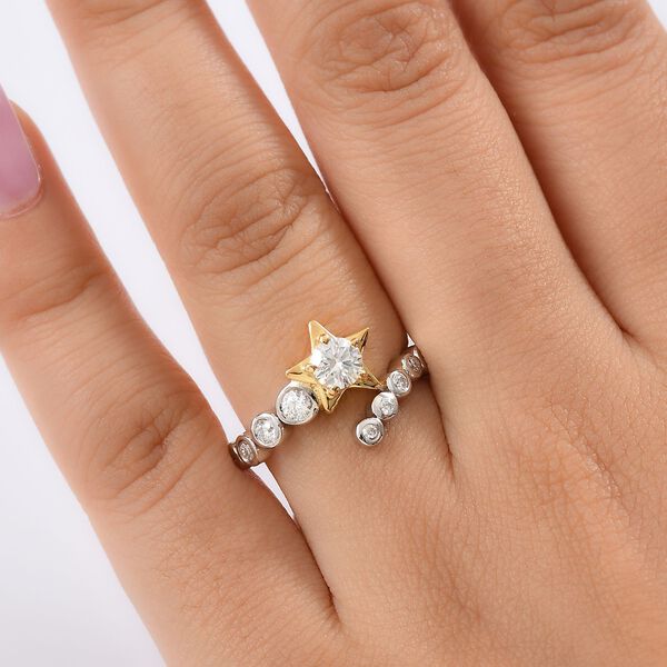 D joy Moissanit Ring 925 Silber platiniert und vergoldet (Größe 19.00) ca. 0,79 ct image number 2