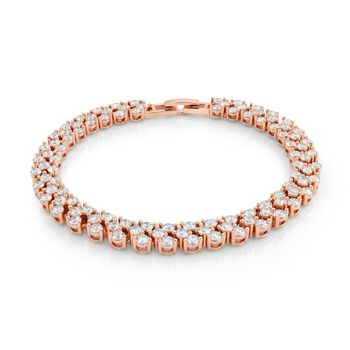 Wei&szlig;er Zirkonia Armband ca. 19 cm Nickelfreies Messing, ros&eacute;farben