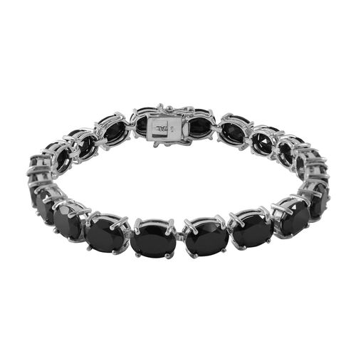 Schwarzes Spinell Armband, ca. 20 cm, 925 Silber platiniert ca. 47,30 ct image number 0