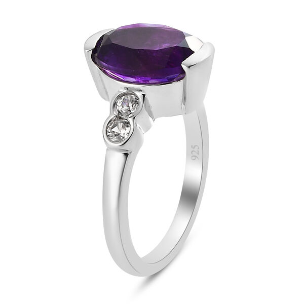 Afrikanischer Amethyst und Zirkon Ring 925 Silber platiniert  ca. 3,75 ct image number 5