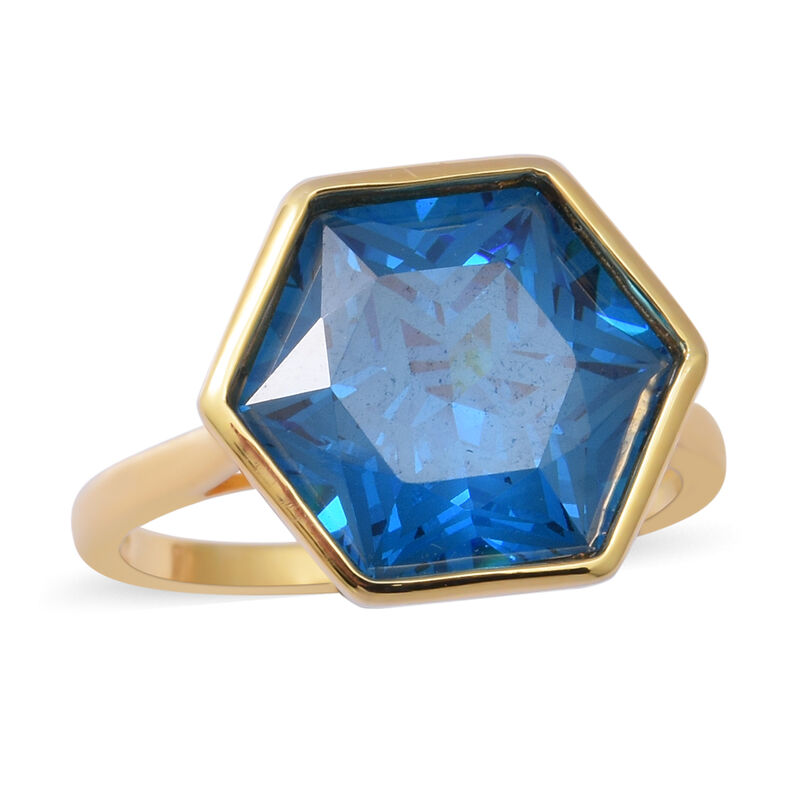 LUSTRO STELLA Blauer Zirkonia Ring 925 Silber vergoldet  ca. 10,71 ct image number 0