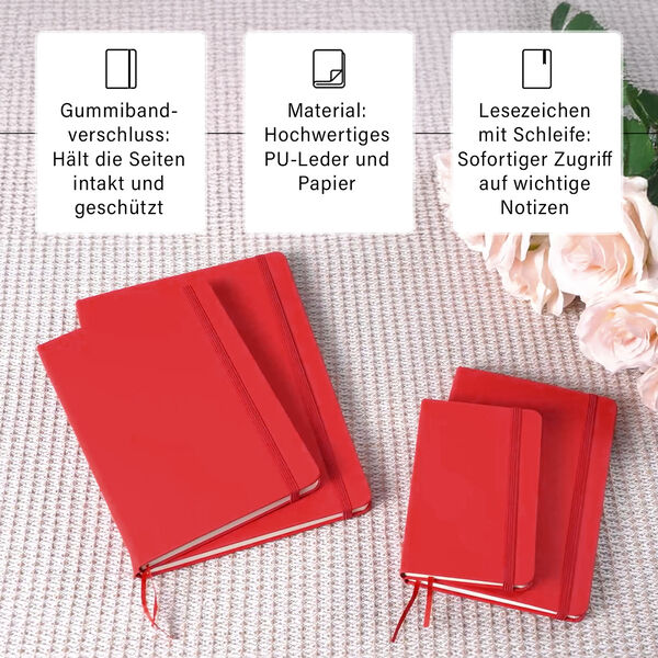 Notizbuch-Set mit Gummibandverschluss Kunstleder und Papier verschiedene Größen image number 3