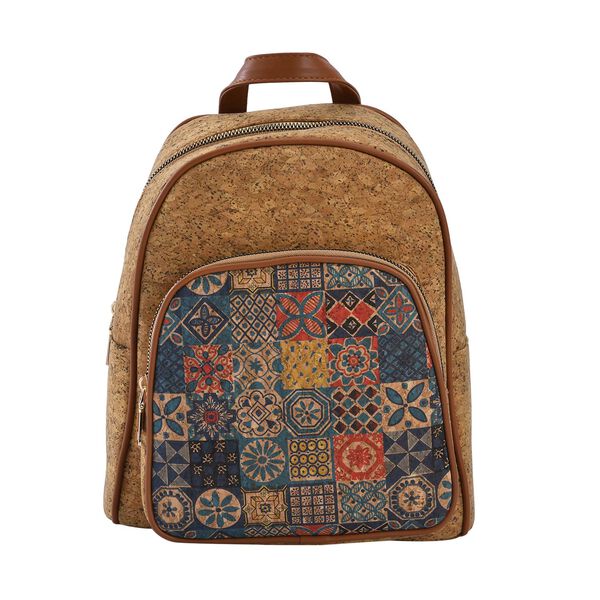 Praktischer Rucksack aus Naturkork mit Kunstleder-Griffen, Hellbraun