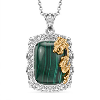 EVER TRUE AA Malachit Anh&auml;nger mit  316L Edelstahlkette ca. 50 cm, nickelfreies Messing ca. 24,00 ct.