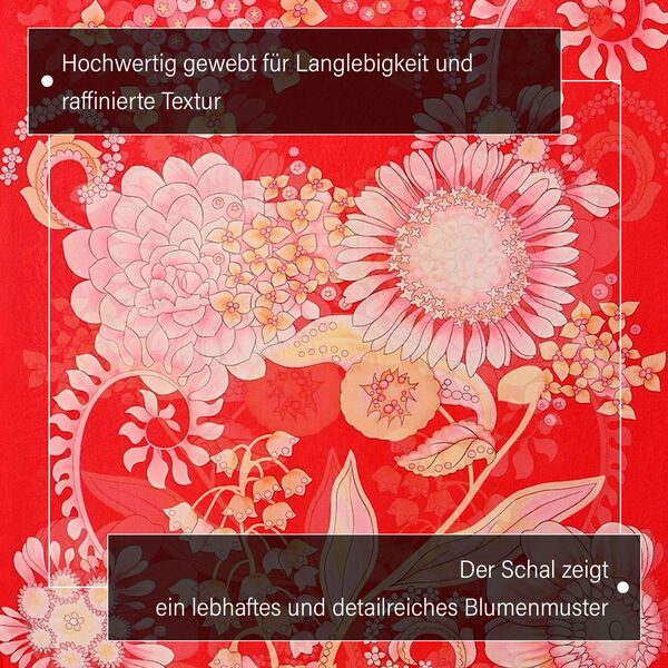 LA MAREY - 100% Maulbeeren-Seidenschal, Chiffon, 55x170 cm, Rot image number 3