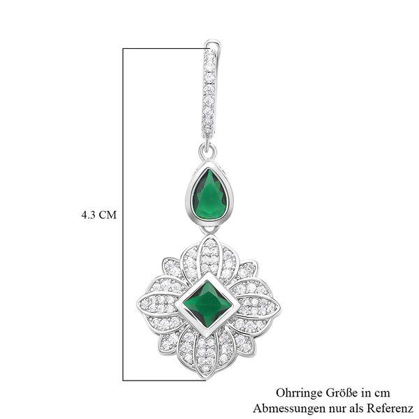 Gr&uuml;ne und wei&szlig;e Zirkonia Ohrringe, Messing, ca. 1.80 ct image number 5
