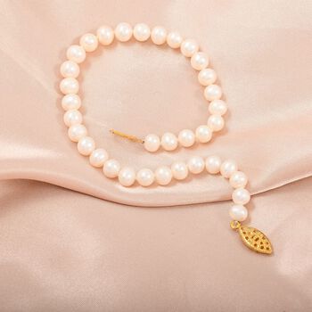 S&uuml;&szlig;wasser Perle Armband ca. 18 cm Messing Gelbes Gold