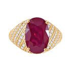 AAA Afrikanischer Rubin (Fissure gefüllt), Weißer Zirkon Ring, 925 Silber Gelbgold Vermeil (Größe 17.00) ca. 11.11 ct