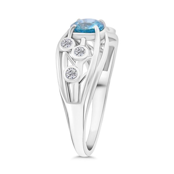 Blauer Zirkon und Moissanit Ring - 1,57 ct. image number 4