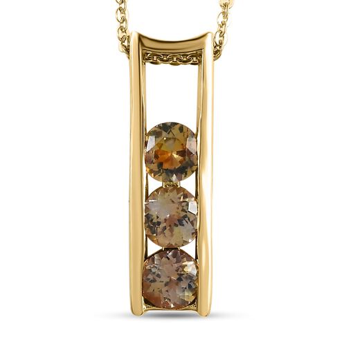 Natürlicher goldener Tansanit Anhänger mit Kette, 925 Silber Gelbgold Vermeil ca. 1,21 ct image number 0