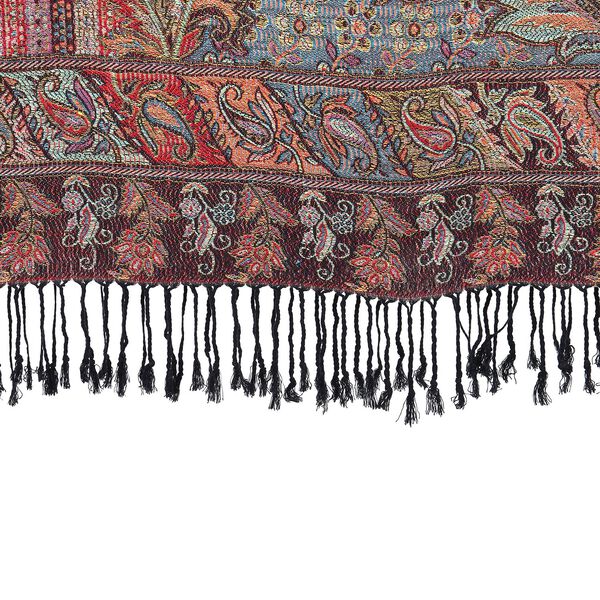 Schal mit dekorativem Muster und Fransen, 70x180 cm, Rot image number 3