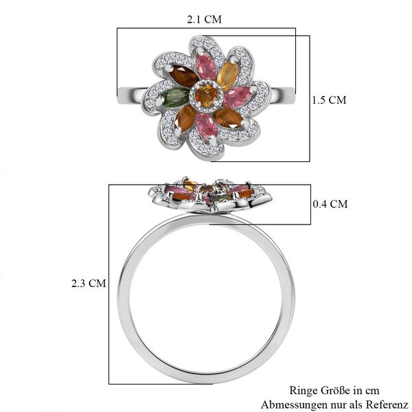 Fr&uuml;hlingsbl&uuml;te- Mehrfarbig-Turmalin Ring 925 Silber rhodiniert (Gr&ouml;&szlig;e 19.00) ca. 0.99 ct image number 6