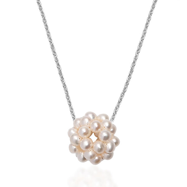 S&uuml;&szlig;wasser Perle Halskette ca. 50 cm 925 Silber rhodiniert