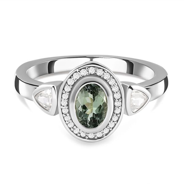 Gr&uuml;ner Tansanit und Zirkon-Ring - 1,09 ct.